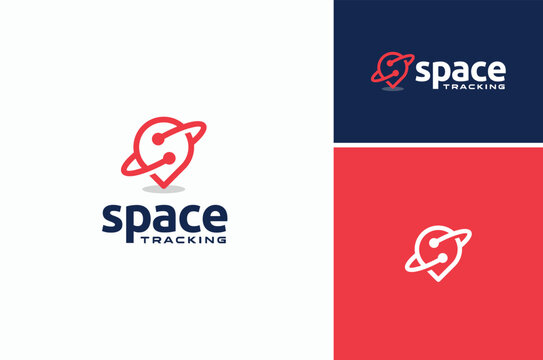 Initial Letter S with Pin Map GPS Pointer and Orbit Space for Searching Location Address logo app design