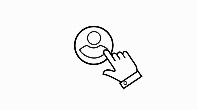 Hand Touching User Profile Icon Line Vector Illustration