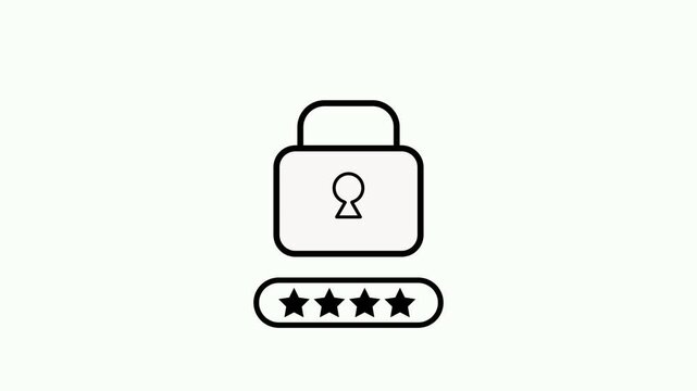 Security Icon. Closing and opening the lock padlock icon animation on black background. Lock icon protection safety security privacy password. 4k 