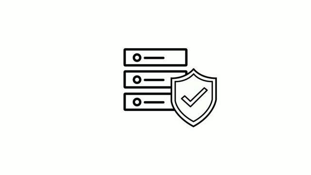 Secure Database Server Animated Icon. 4k animation video
