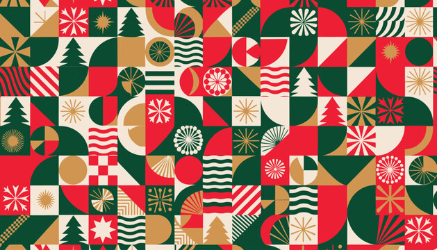 Geometric Merry Abstract Festive Pattern Design