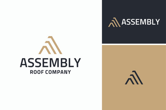 Home House Roof with Triangle Pyramid Shape for Roofing Construction Company logo design
