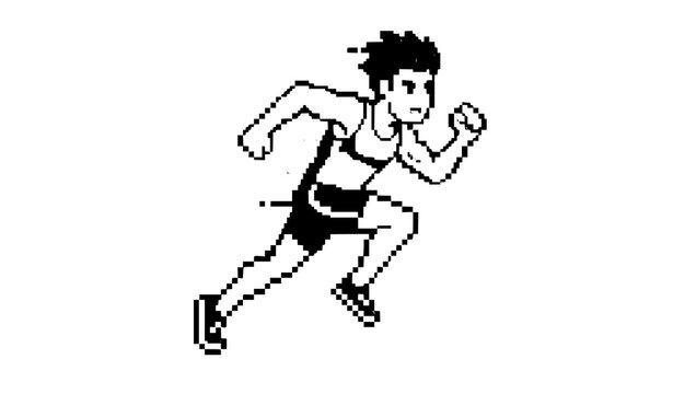 Running Man Pixel Art Vector Retro Gaming Character Illustration