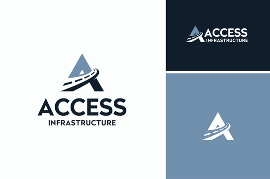 Road with Triangle Initial Letter A for Highway Street Bridge Access Logo Design