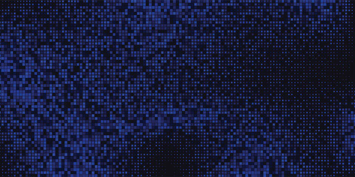 Led screen light background texture with pixel pattern. Digital tv display wall panel in blue, pink and purple gradient. Abstract bright television videowall grid vector design template with circle