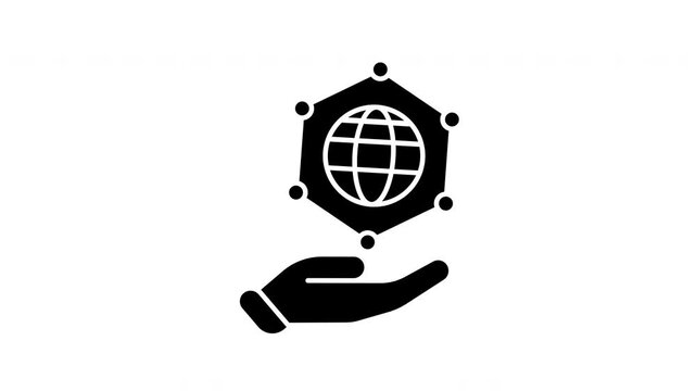 Internet service provider ISP connection loop animation. Modern dark style graphic symbol for global connectivity, signal transmission, and data network load.