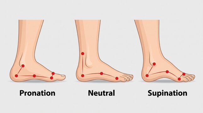 Illustration comparing human foot mechanics during pronation neutral