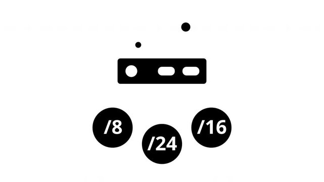 IP addressing allocation and network subnetting data segment animation. Graphic element for routing division, mask, and server traffic partition.