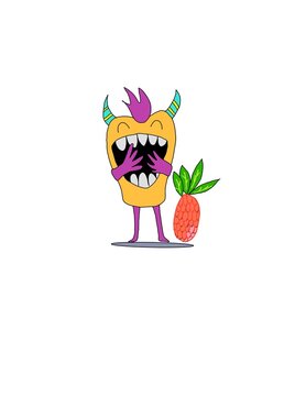Cute Devils with pineapple illustratiin