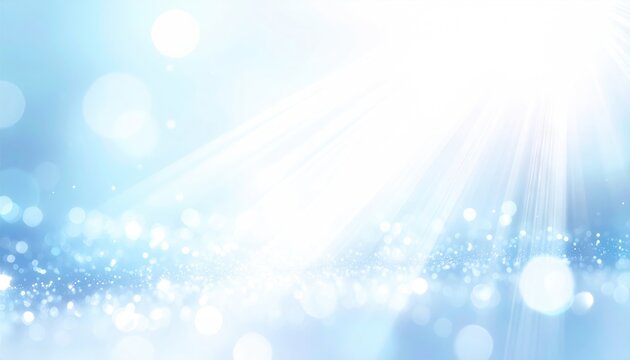 Soft, light-filled image with bokeh and light rays, fading from blue to white, suggestive of winter or a dream