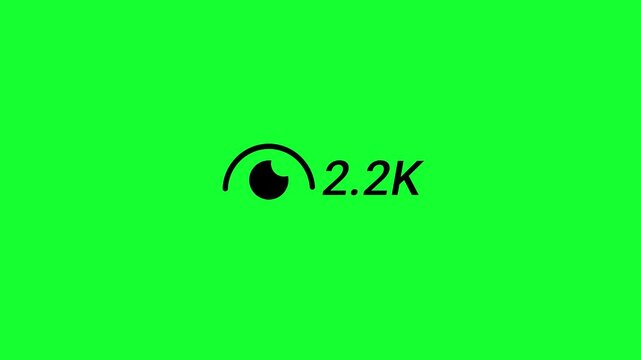 Social Media Reels View Counter Animation from 0 to 3.5K (Three Thousand Five Hundred) on Green Screen with Views Growth, Social Proof Boost and Real View Count Up Animation, Number Counter in 4K.