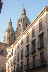 Fototapeta premium Salamanca skyline with Baroque cathedral dome and historic street