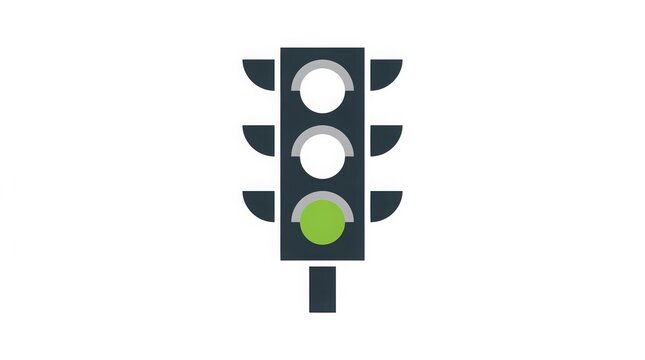 Traffic - Green Traffic Light Signal Illuminated Indicating Go Permission and Safe Road Crossing