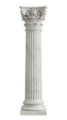 Fototapeta premium Classic white stone column with ornate capital and fluted shaft as PNG cutout