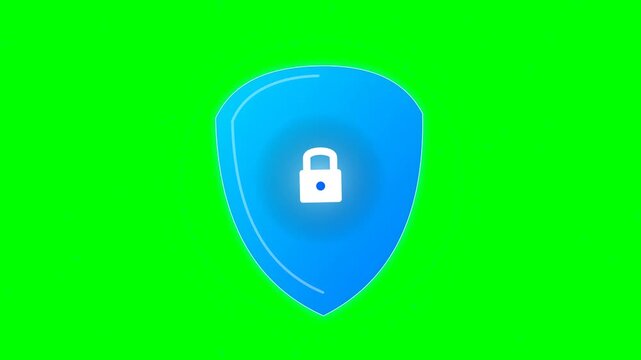 Green screen animation of a locked security padlock symbol.