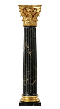 Black and gold neoclassical column with decorative capital as PNG asset