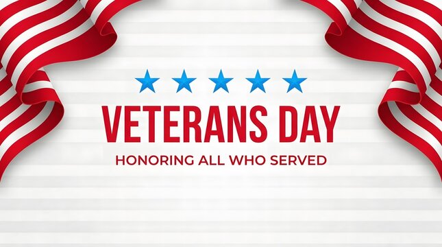 Clean Veterans Day Greeting Banner with Stars and Patriotic Typography