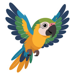 Fototapeta premium Flat vector illustration featuring cute tropical parrot on white background suitable for nature themed graphics cartoon elements and playful projects