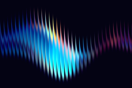 Abstract Neon Light Ripple Distortion Background with Vibrant Blue Cyan Purple Glow Gradient, Glowing Vertical Light Lines, Futuristic Glass Texture, Digital Energy Wave, Modern Technology