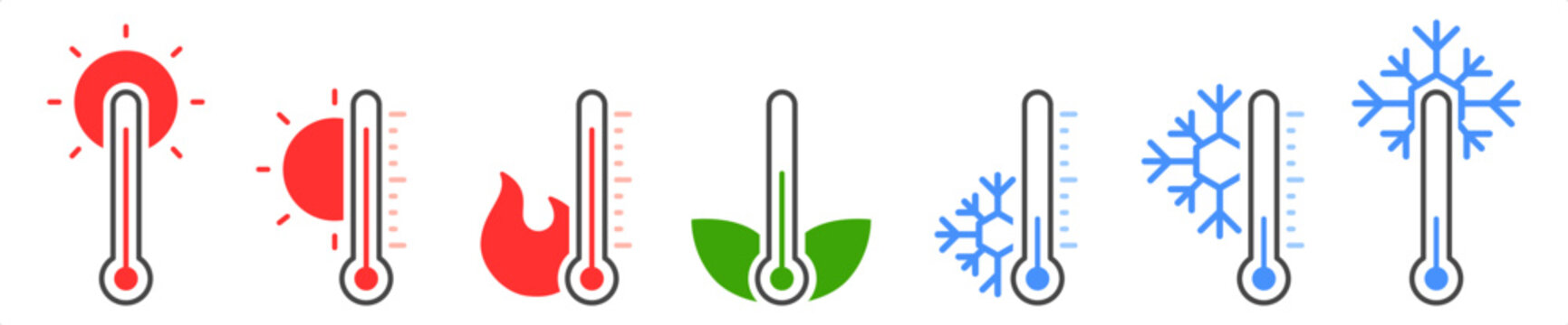Hot and cold icon vector with temperature thermometer illustration sign, heat and cool logo concept.