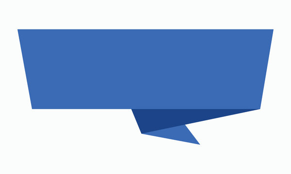 Blue speech bubble origami style paper banner with copy space for text overlay against white background vector illustration graphic design.