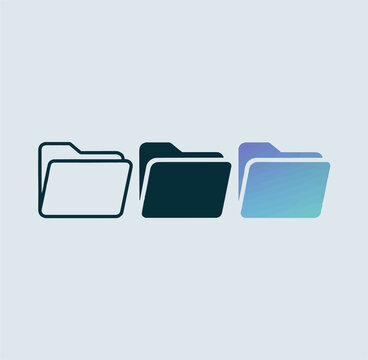 Three folder icons with gradient fill representing digital document management and organization