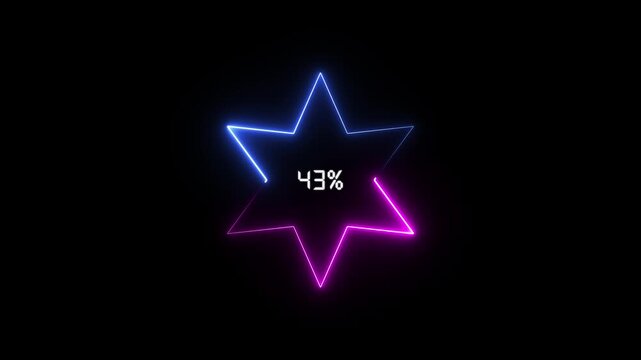 Neon star shape loaders calculate operating speeds up to twenty-six percent. Gamified system application interfaces look highly engaging using this bright star counter. Star indicators grow.