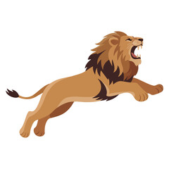 Obraz premium Lion and lioness flat vector illustration collection with different poses and actions for animal and nature themes