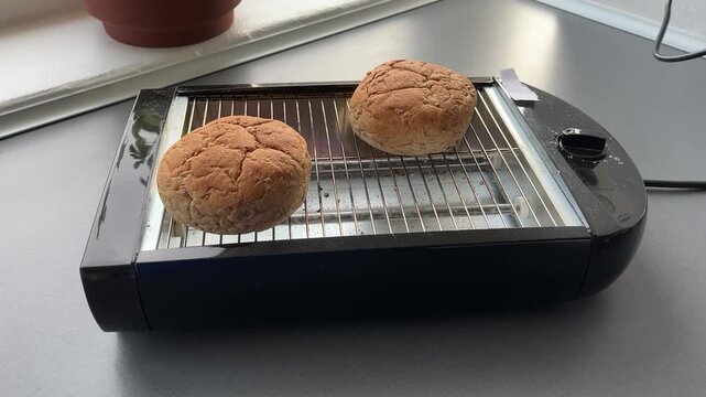 bread on a toaster