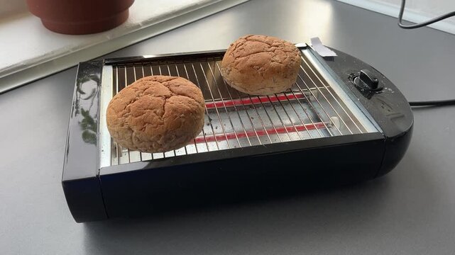 bread on a toaster
