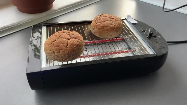 bread on a toaster