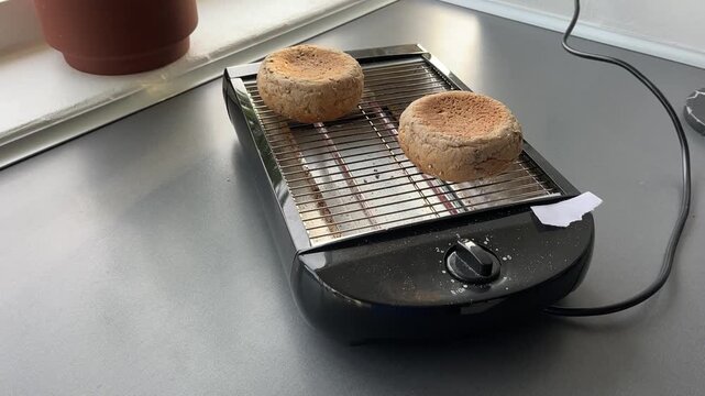 bread on a toaster