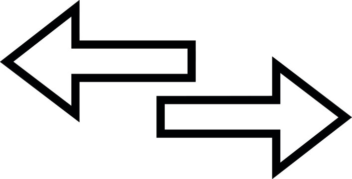  Two opposite horizontal directional arrows pointing left and right for choice transaction exchange and decision concept