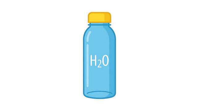 Blue water bottle with yellow cap isolated