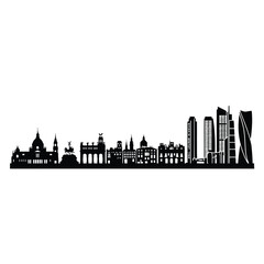 Obraz premium City Skyline Silhouette Against White Background Vector Illustration