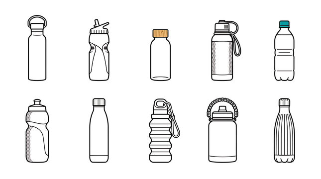 Flat icons of various household cleaning supplies