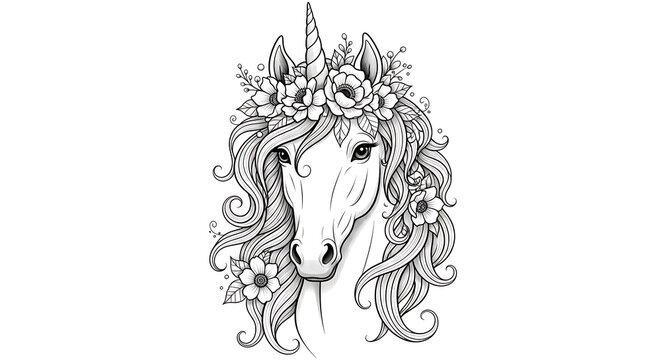 Isolated stylized woman portrait in black and white