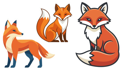 Fototapeta premium Fox Collection Vector Illustration Set with Cute and Wild Fox Characters