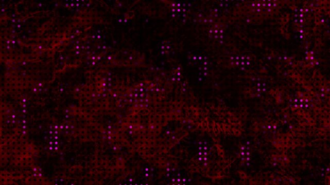 Pink dots abstract animation covers dark red textured background. Dots abstract pattern creates clean digital matrix decoration. Abstract animation style loops seamlessly.