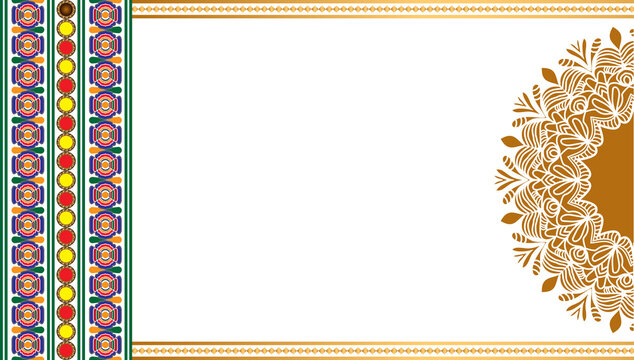 Luxury golden mandala rectangle corner certificate border pattern line photo thai frame islamic wedding invitation background