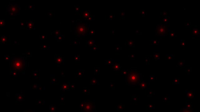 Red glowing dots abstract particles animation floats on black base. Glowing dots digital matrix pattern creates network graphics. Particles animation loop looks very neat.