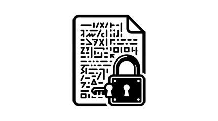 Fototapeta premium Data security icon with a locked document. Encrypted file symbol for digital privacy.