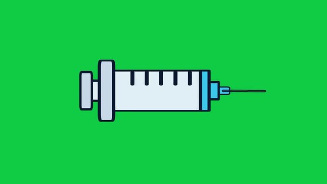 Flat medical syringe injection motion graphic