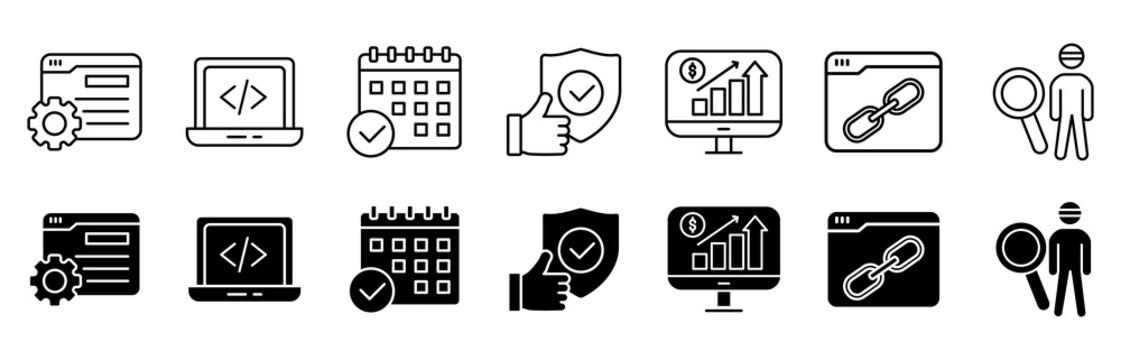 Software testing icon set. contain application and approach vector illustration concept
