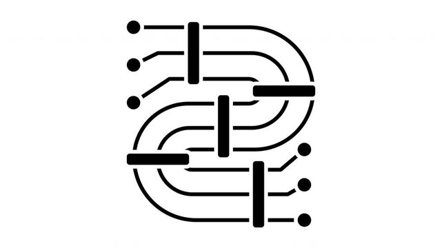 Network cable wire management server rack setup looping animation. Visualizing datacenter hardware installation, ethernet wire, and patch panel ports.