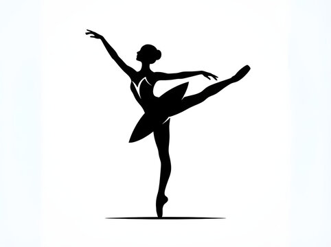 Ballerina Dancing Silhouette Vector Illustration Isolated on White