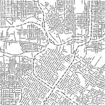 Typographic Map of the City Houston (Texas, USA) showing the city center only with street names
