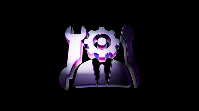 Shiny metallic gear wrench and screwdriver icon representing technical support and maintenance 3D Icon