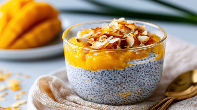trendy bowl of cold-pressed tigernut milk chia pudding