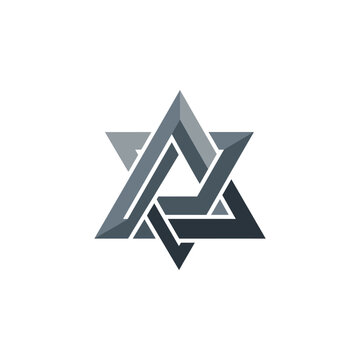 Interlocking geometric Star of David symbol